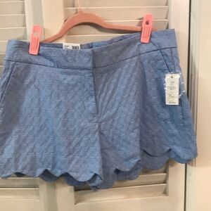 Crown & Ivy Blue High Waist Scalloped Shorts